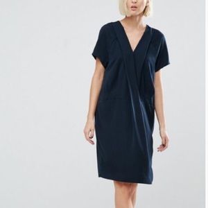 Selected Femme Navy Pleated Shift Dress